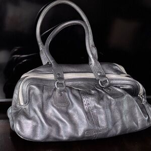 Cole Haan Pewter oversized handbag with detailed work. Very good condition